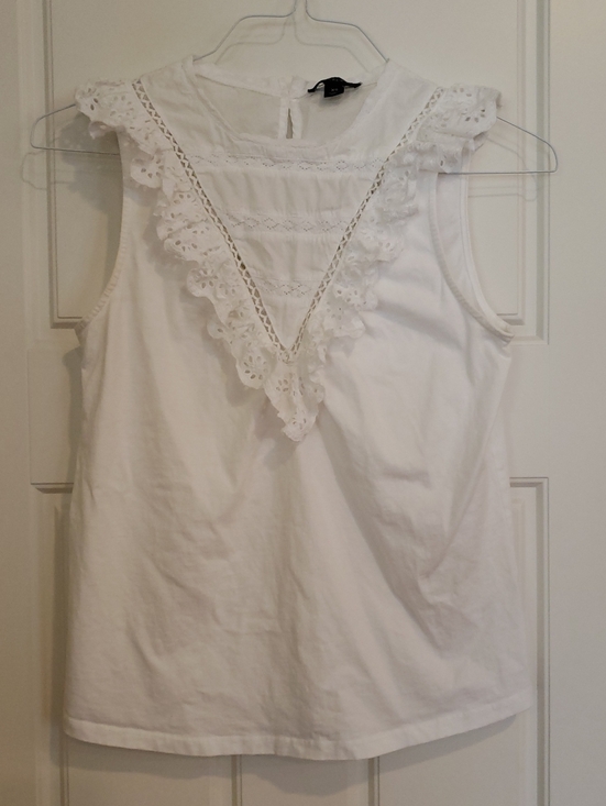 J. Crew Tops - J. Crew Women's XS White Ruffled Eyelet Neckline Blouse
